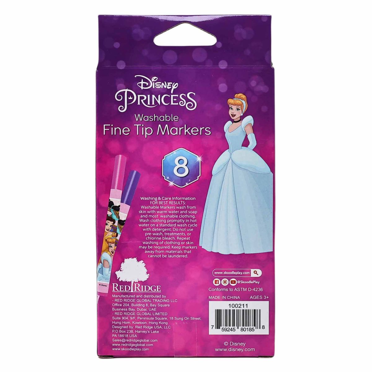 Bộ 8 Bút Washable Marker Disney Princess RED RIDGE 100211