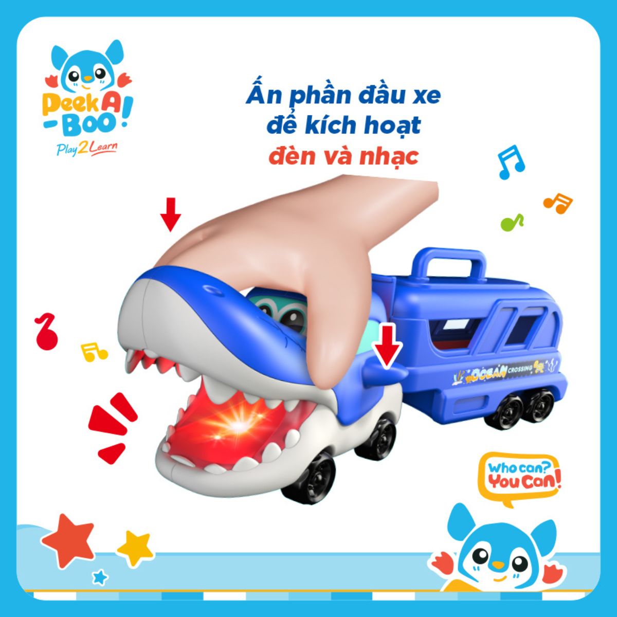Đồ Chơi Biệt Đội Xe Tải Cá Mập Xanh PEEK A BOO PAB071B