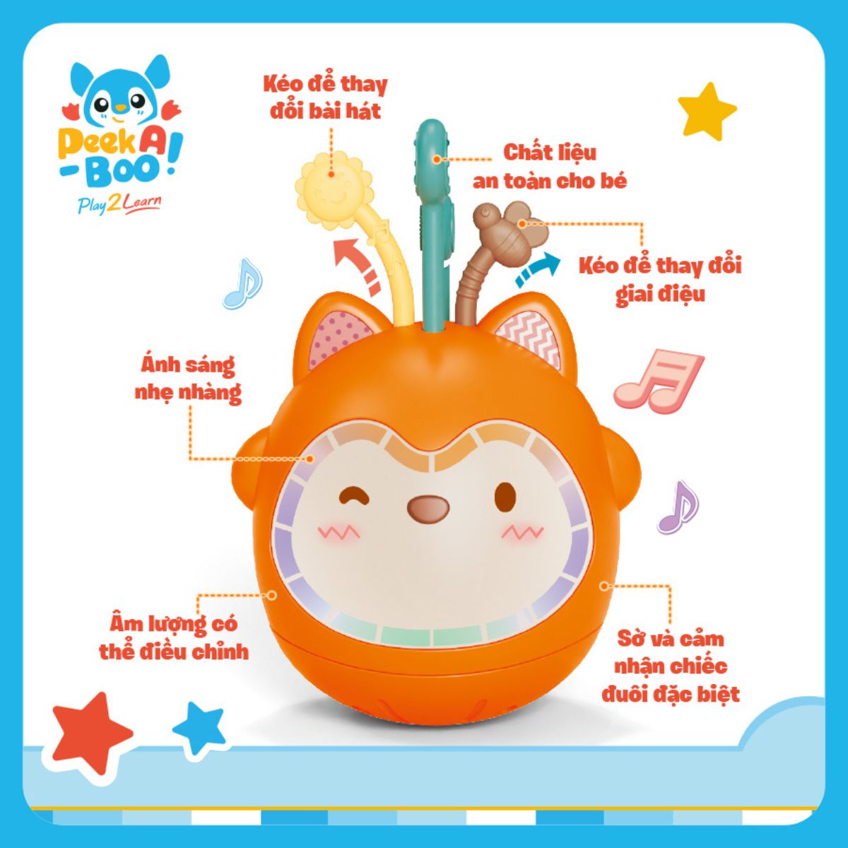 Đồ Chơi Lật Đật Chú Cáo Nhỏ Có Đèn Và Nhạc PEEK A BOO PAB064