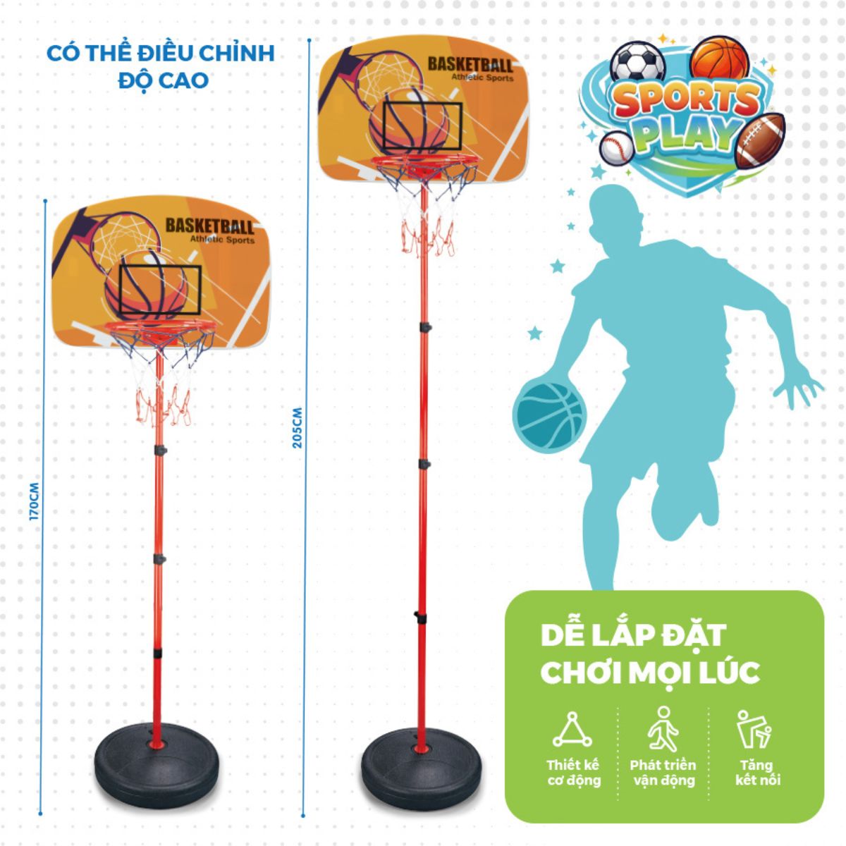 Đồ Chơi Trụ Bóng Rổ Cao 205cm CHAMPION GAMES CPG001SP