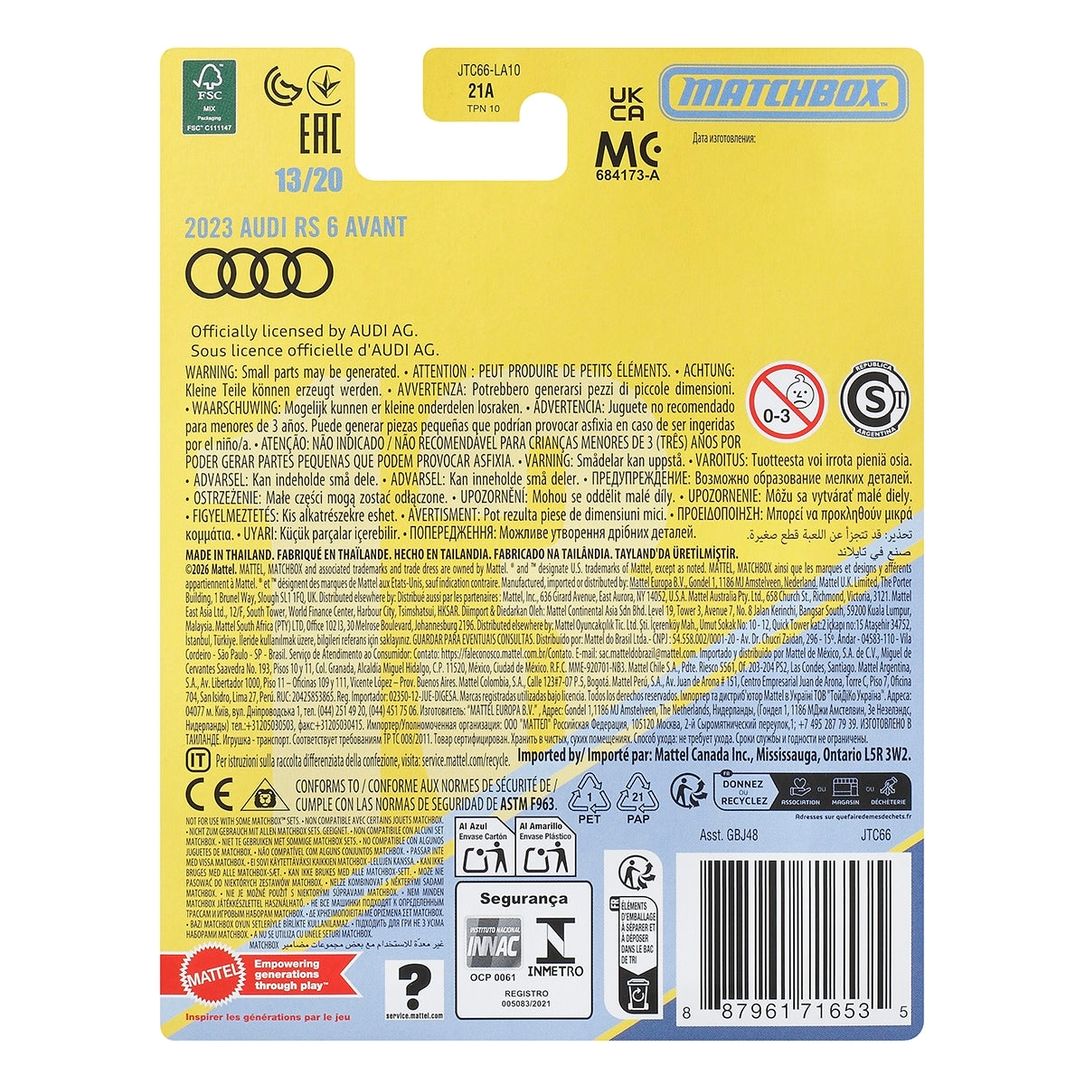 Đồ Chơi Siêu Xe Audi RS6 Avant 2023 MATCHBOX JTC66/GBJ48