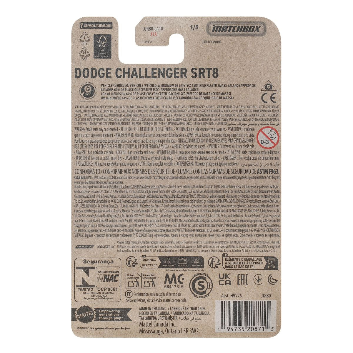 Đồ Chơi Siêu Xe Dodge Challenger SRT8 MATCHBOX JJR80/HVV75