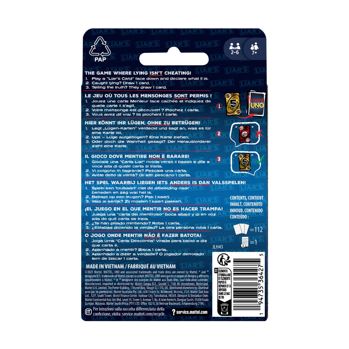 Trò Chơi Trí Tuệ UNO LIAR MATTEL GAMES JLH43