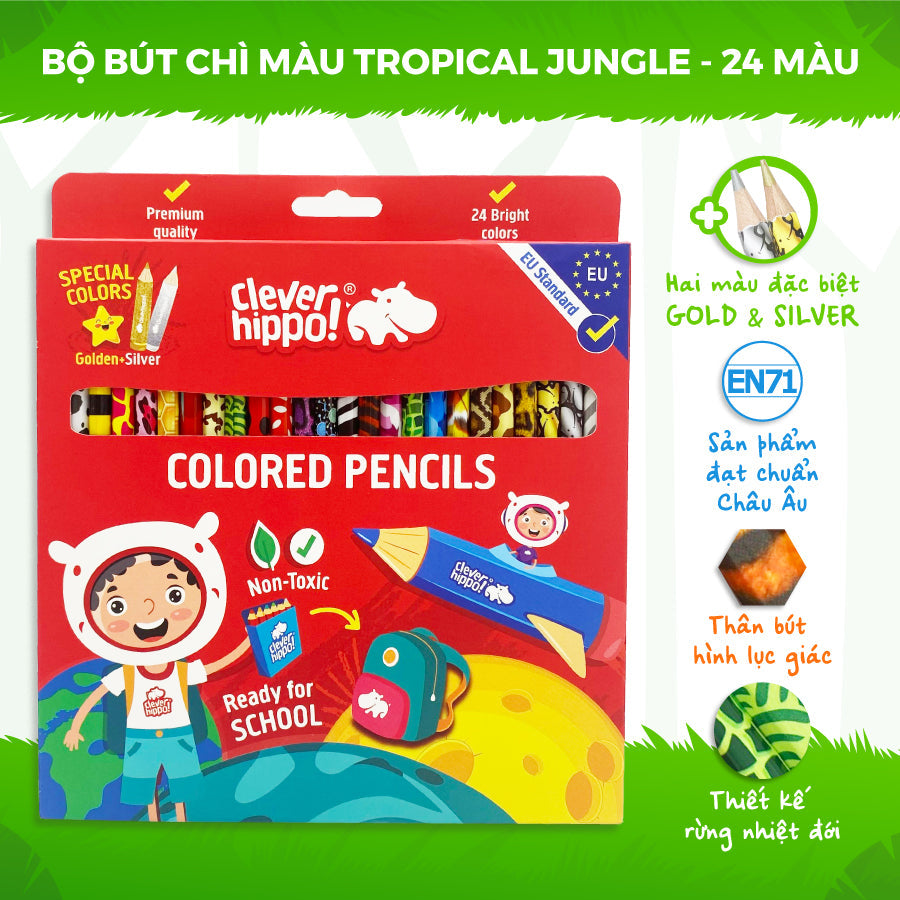 Bộ Bút Chì Màu Tropical Jungle - 24 màu CLEVER HIPPO COPEN2401