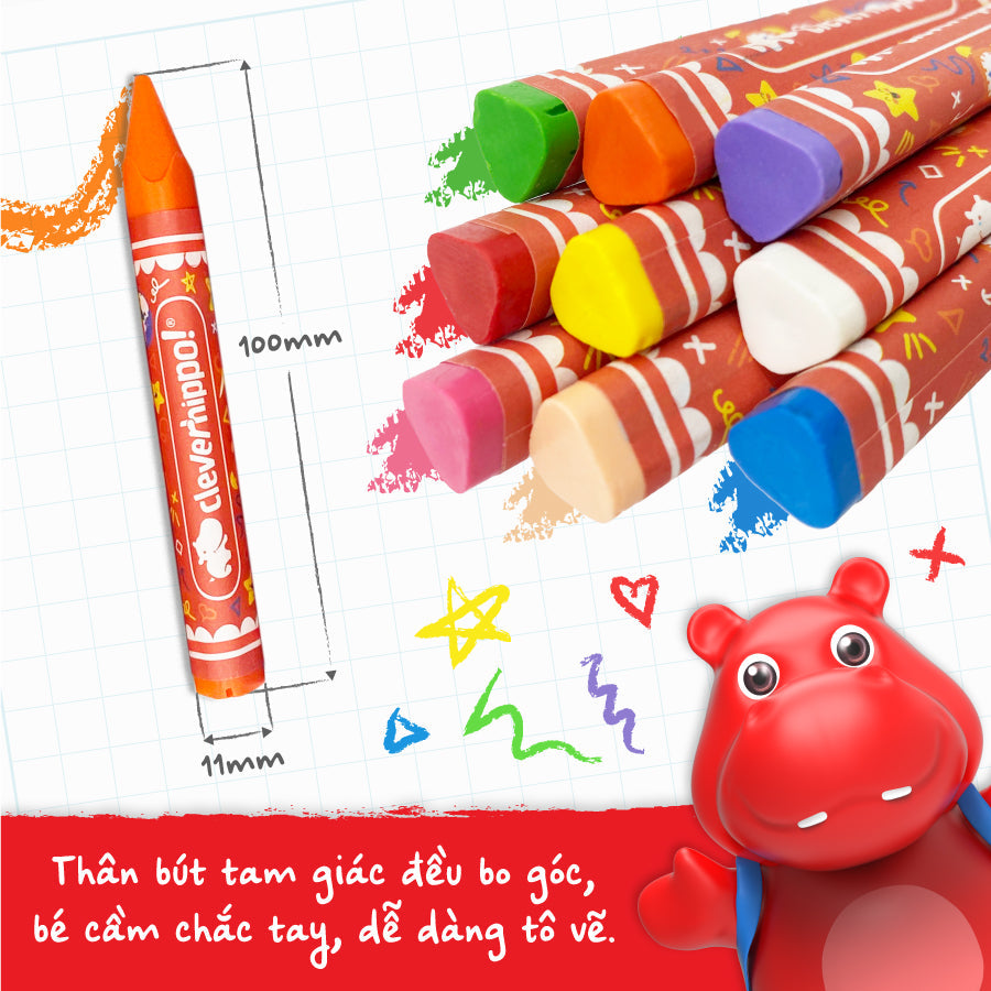 Bộ Bút Sáp Màu Colorful - 16 màu CLEVER HIPPO CRAYON1601