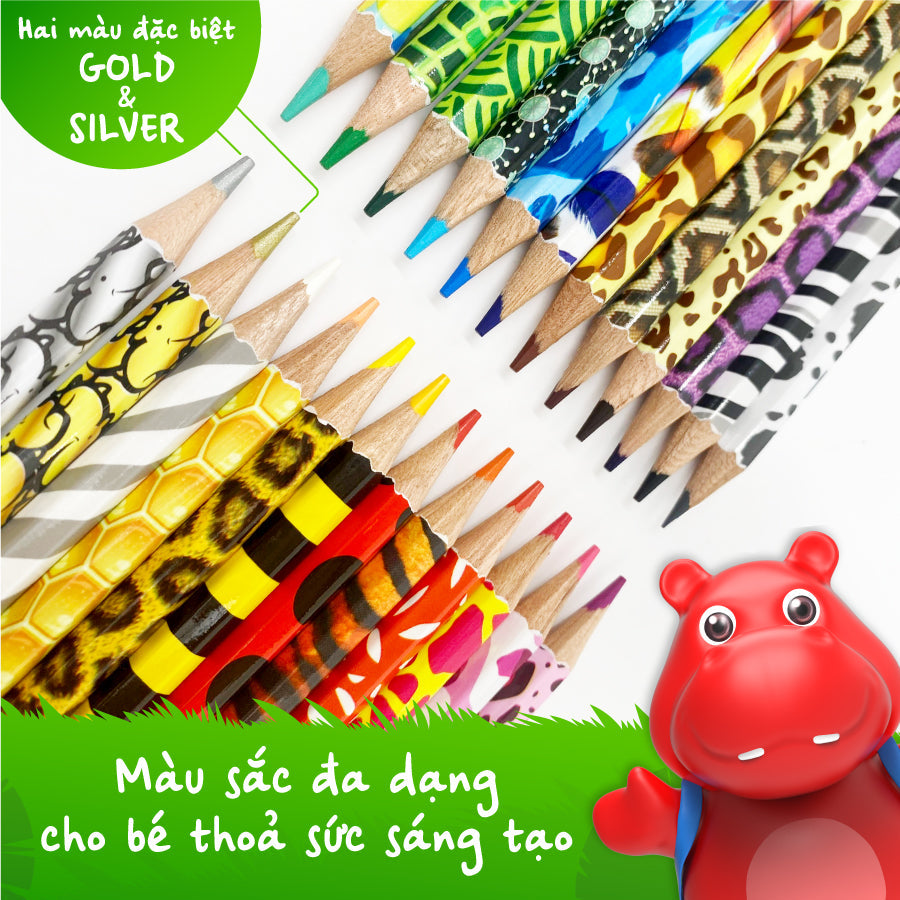Bộ Bút Chì Màu Tropical Jungle - 24 màu CLEVER HIPPO COPEN2401