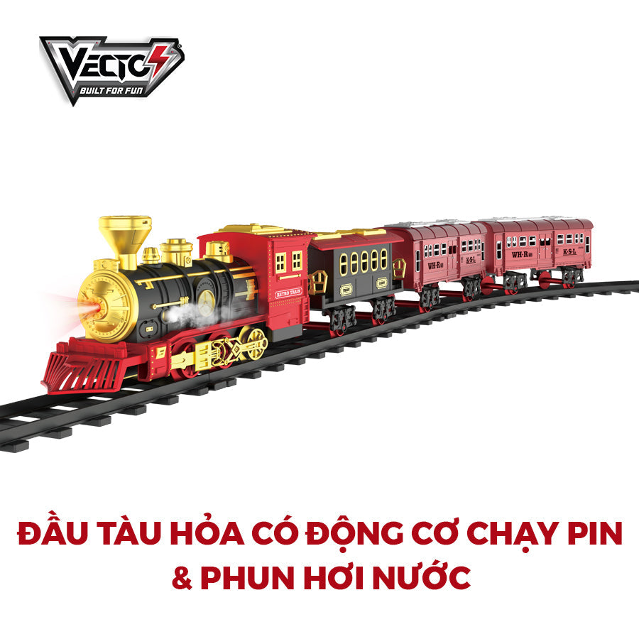 Đồ chơi lắp ráp đường ray và tàu hỏa hơi nước VECTO VT6994A