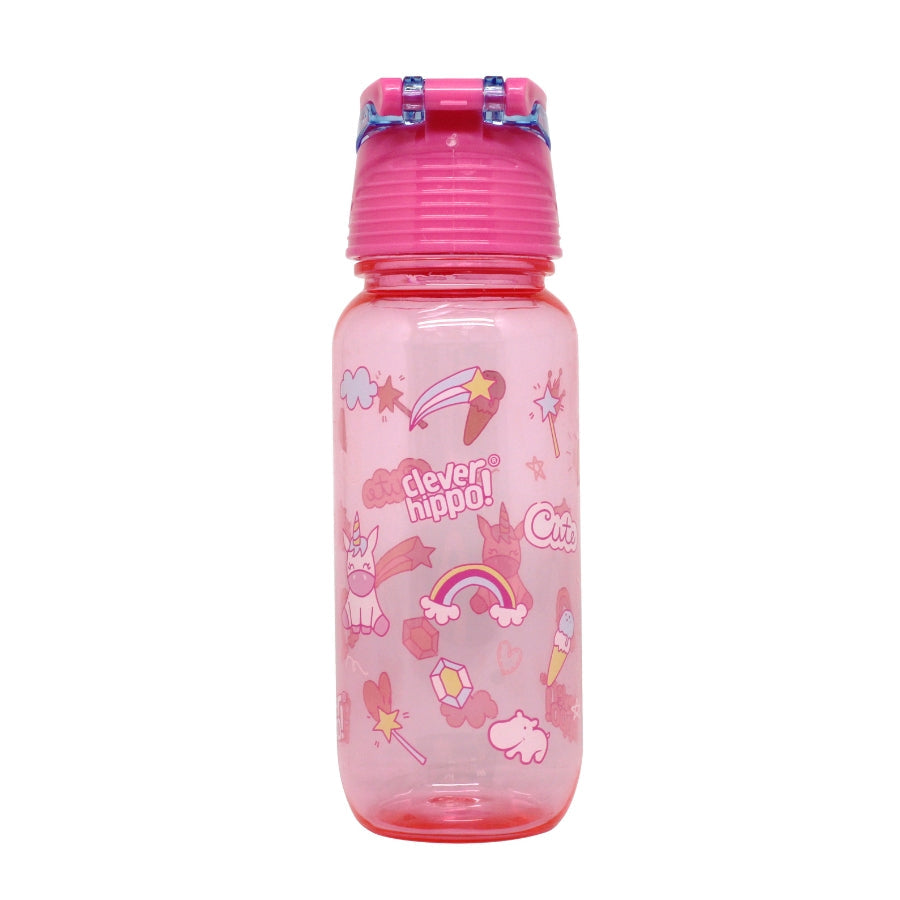 Bình nước nhựa Rainbow Unicorn Hồng CLEVER HIPPO WB01
