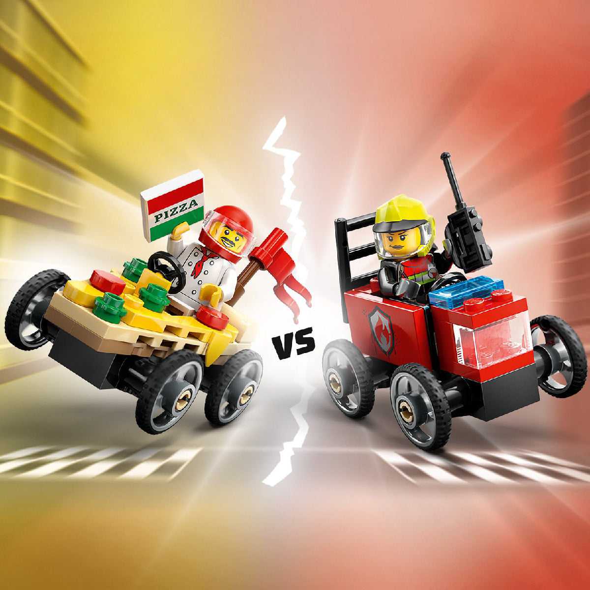Đồ Chơi Lắp Ráp Bộ Đôi Xe Bán Pizza Vs Xe Cứu Hỏa Chuyên Dụng LEGO CITY 60458