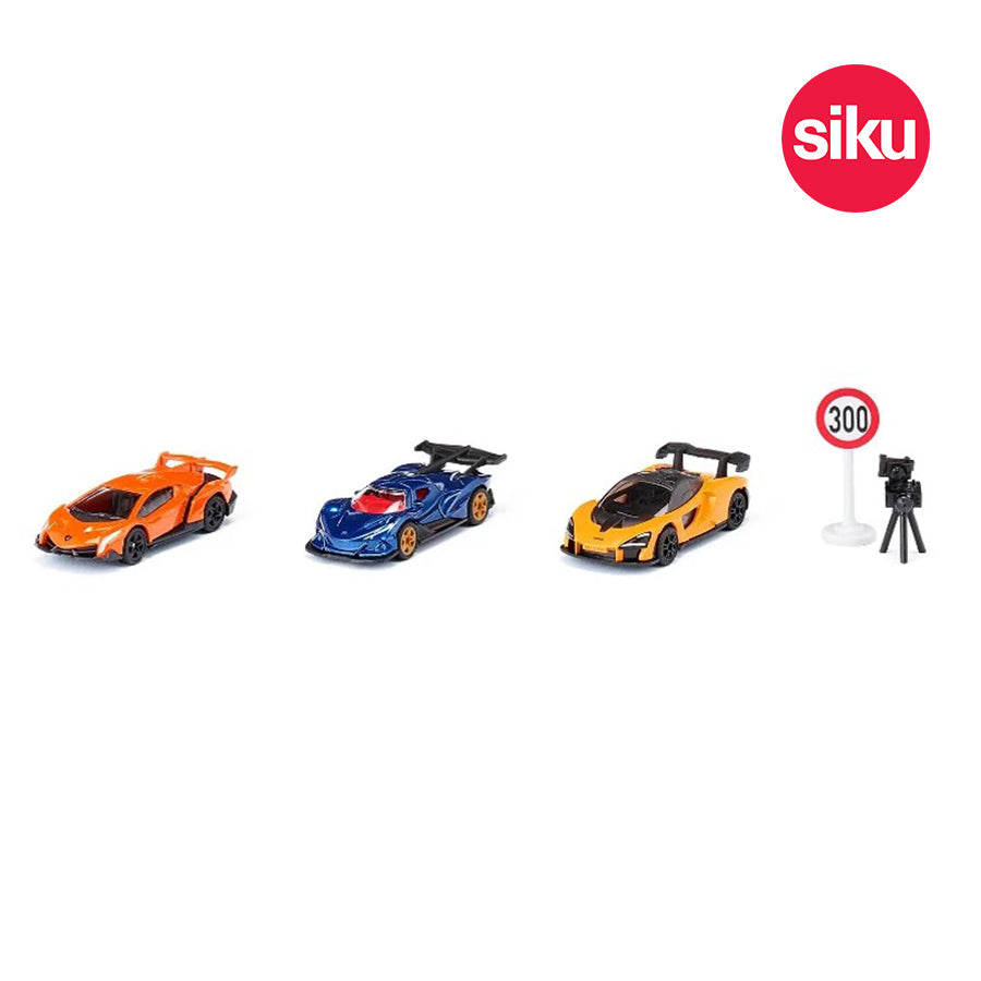 Mô Hình Bộ Quà Tặng 3 Siêu Xe Đua Và Phụ Kiện SIKU 6328