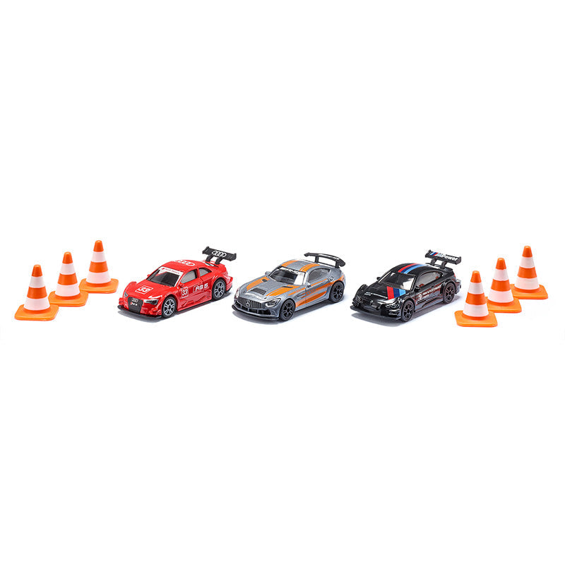 Mô Hình Set Xe Đua  3 Chiếc Kèm Chướng Ngại Vật SIKU 6331