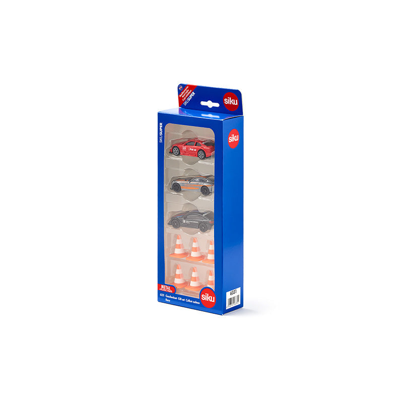 Mô Hình Set Xe Đua  3 Chiếc Kèm Chướng Ngại Vật SIKU 6331