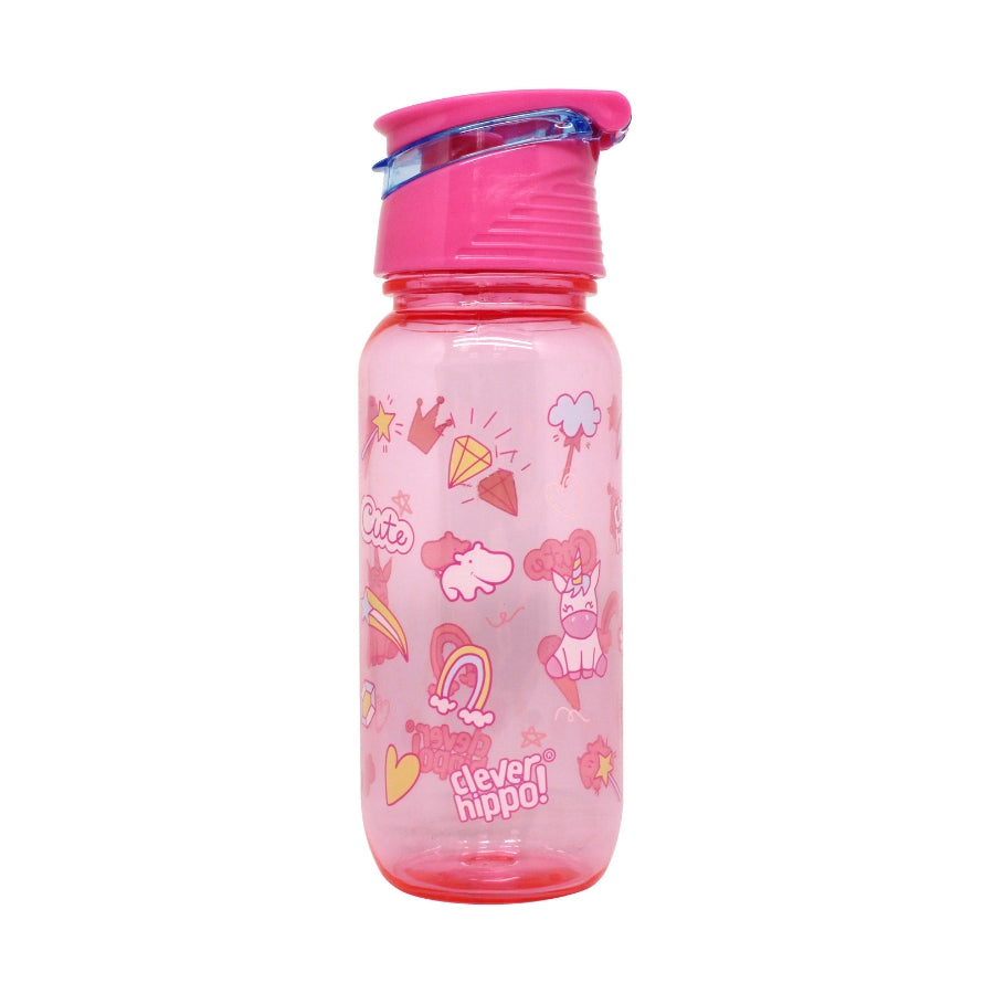 Bình nước nhựa Rainbow Unicorn Hồng CLEVER HIPPO WB01