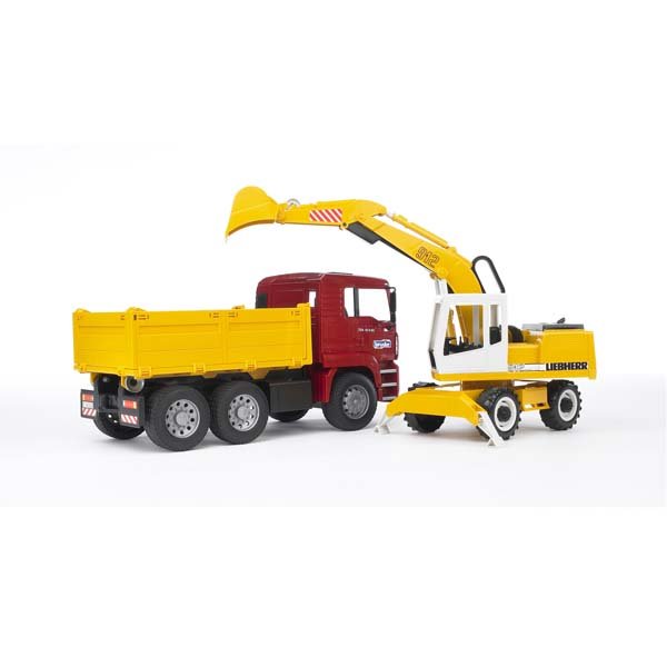 Đồ chơi mô hình tỷ lệ 1:16 xe ben MAN TGA và xe xúc Liebherr BRUDER BRU02751