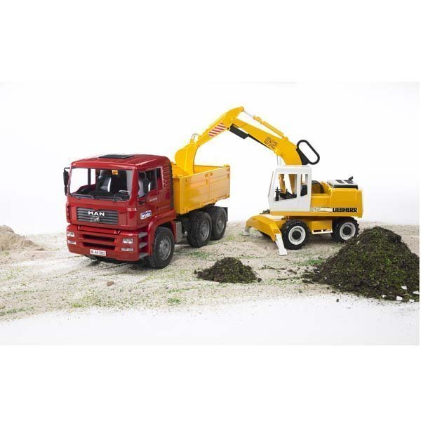 Đồ chơi mô hình tỷ lệ 1:16 xe ben MAN TGA và xe xúc Liebherr BRUDER BRU02751