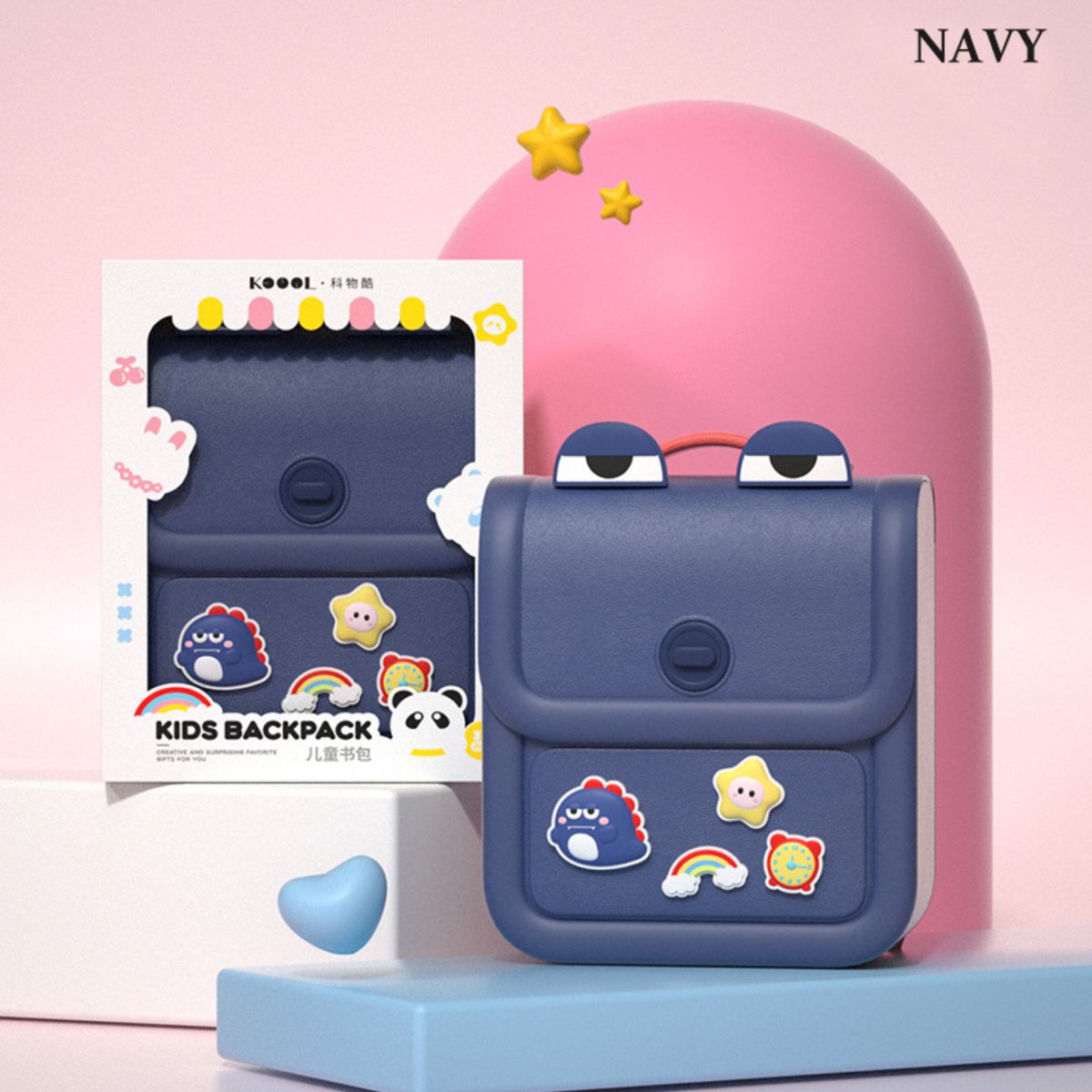 Ba Lô Đi Học, Đi Chơi Kèm Charm Cute Xanh Cool Ngầu KOOOL K87/BLUE