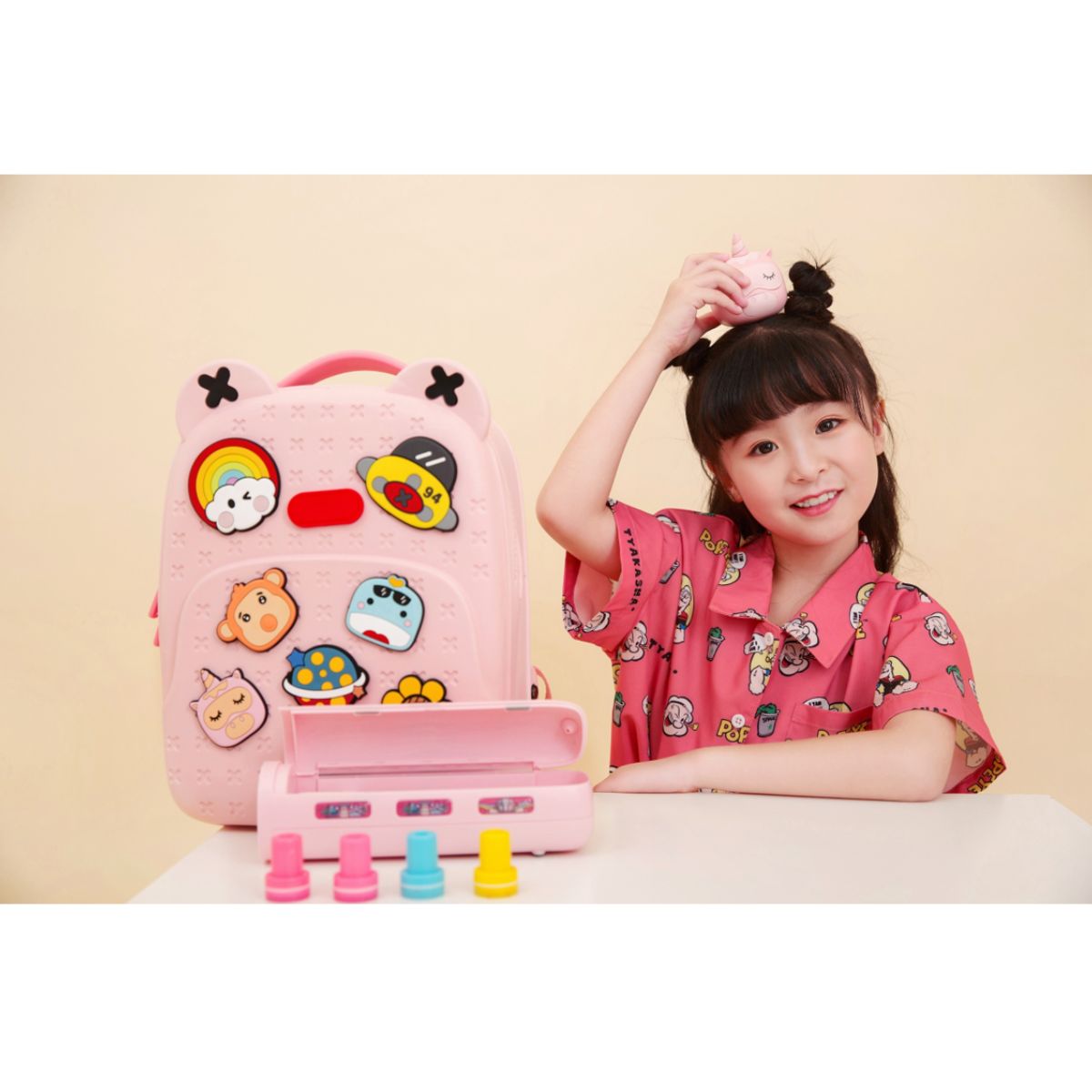 Ba Lô Đi Học, Đi Chơi Kèm Charm KOOOL Hồng KBP16/Pink