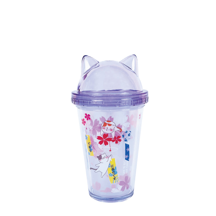 Ly nhựa Clever Cup Happy Cat Tím CLEVERHIPPO PCUP07