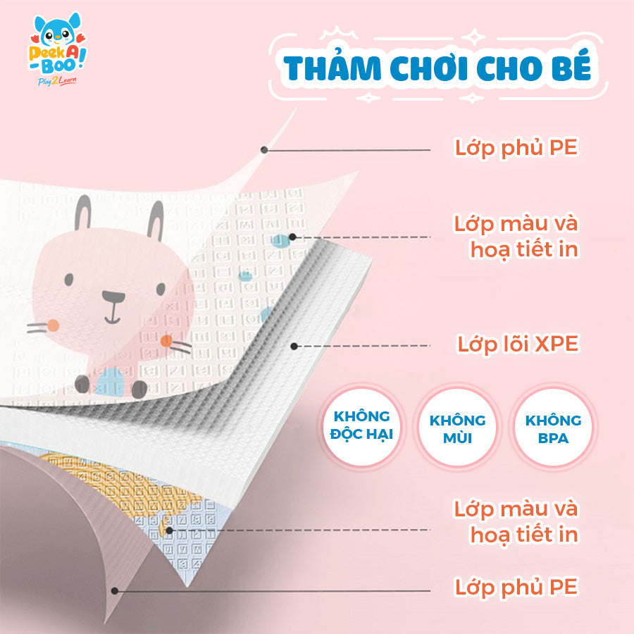 Thảm chơi cho bé 180x200x1cm PEEK A BOO FA01