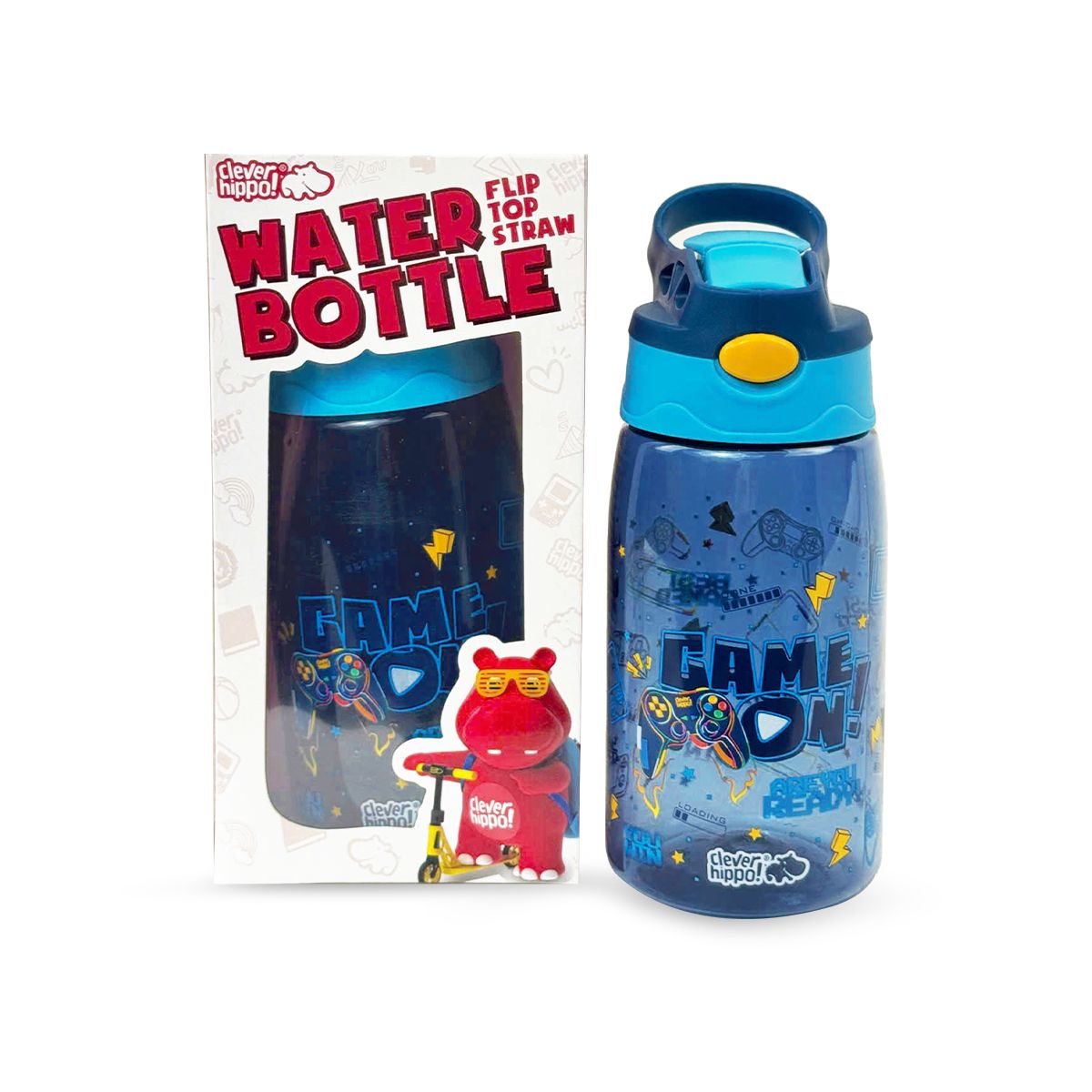 Bình Nước Nhựa Ống Hút Gập Game News CLEVER HIPPO WB04/BLUE