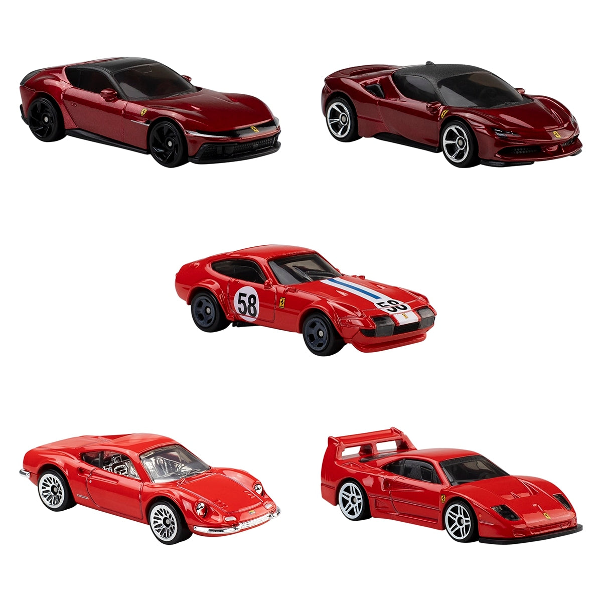 Đồ Chơi Bộ 5 Siêu Xe Đua Ferrari HOT WHEELS JLN12
