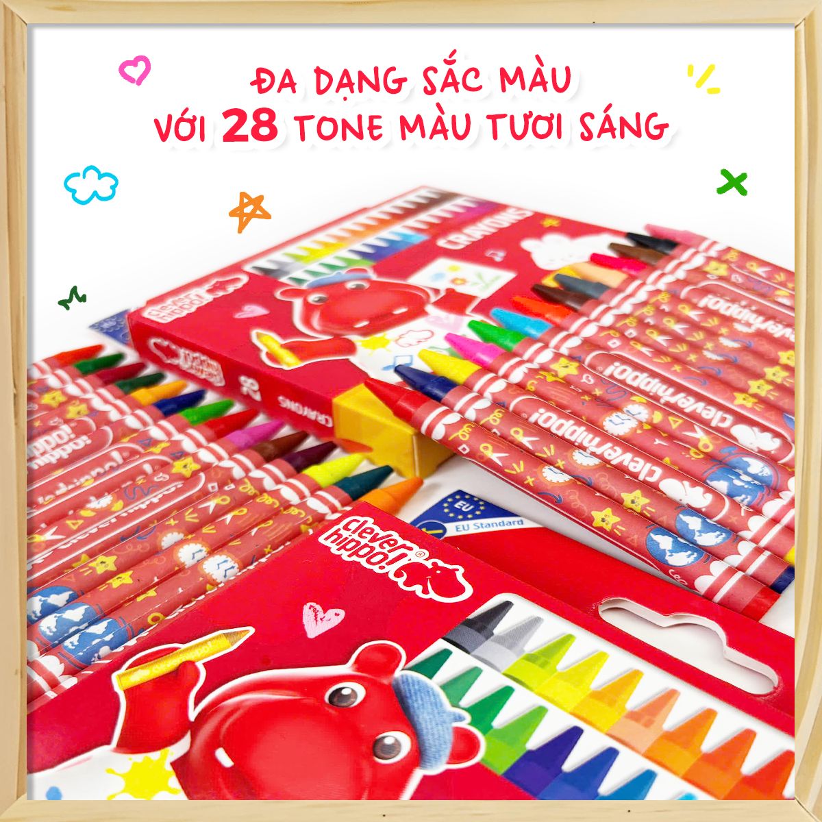 Bộ Bút Sáp 28 Màu - Artist Crayons CLEVER HIPPO CRAYON2801