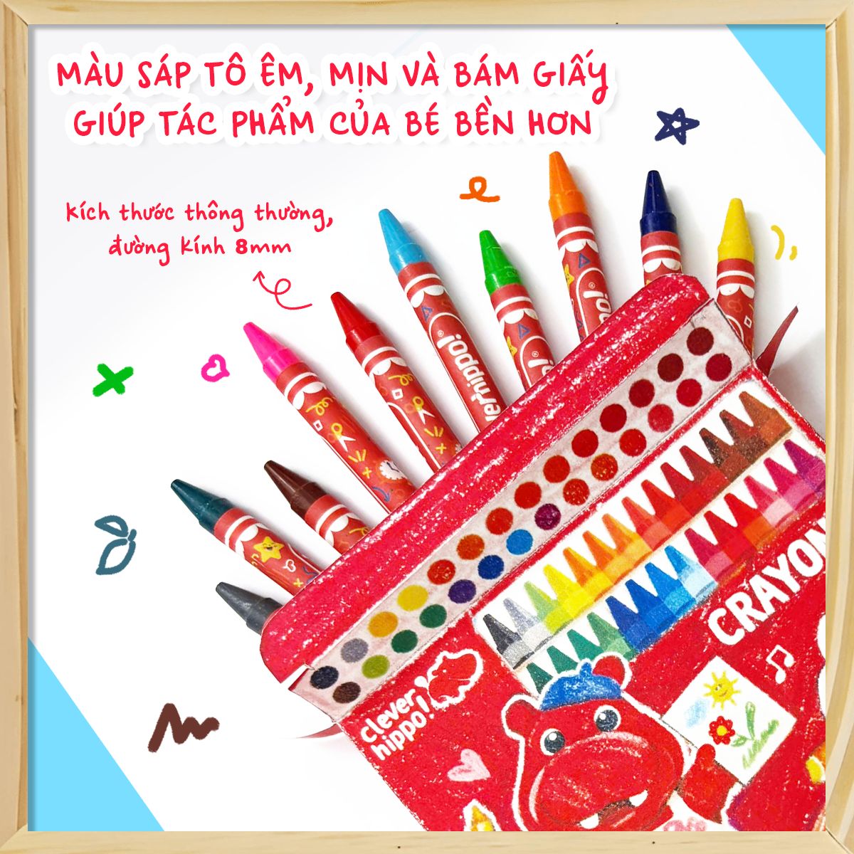 Bộ Bút Sáp 28 Màu - Artist Crayons CLEVER HIPPO CRAYON2801