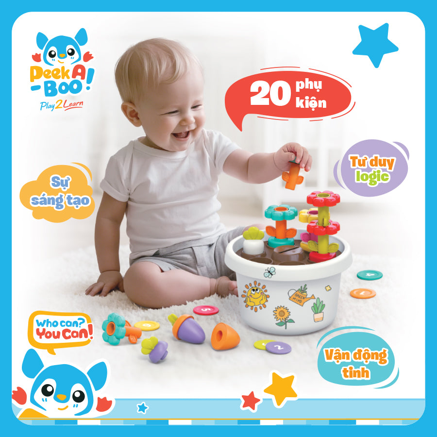 Bộ Đồ Chơi Trồng Cây Nhận Dạng Hình Khối PEEK A BOO PAB072