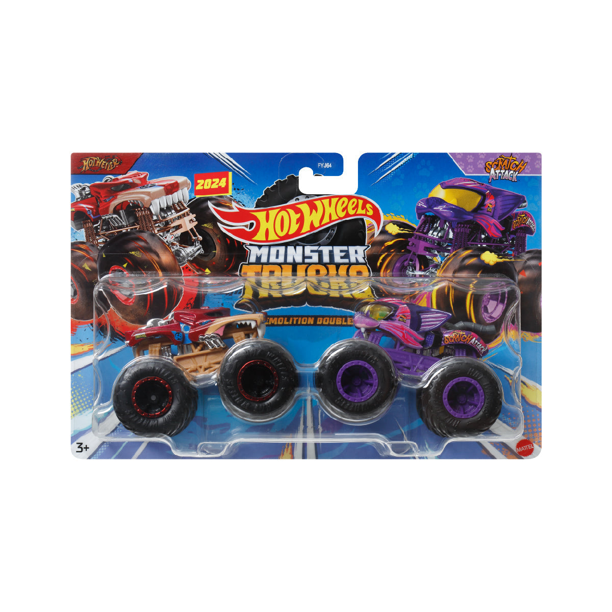 Bộ Đôi Monster Trucks - Siêu Xe Tải Cat&Dog Hot Wheels FYJ64