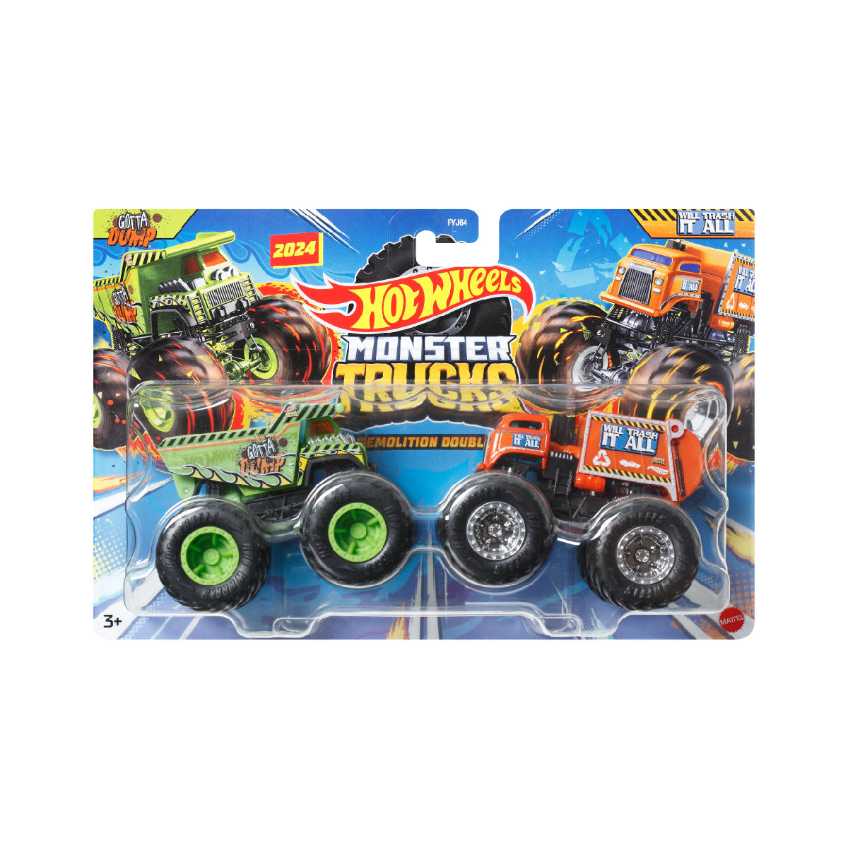 Bộ Đôi Monster Trucks - Siêu Xe Tải Công Trình Hot Wheels FYJ64
