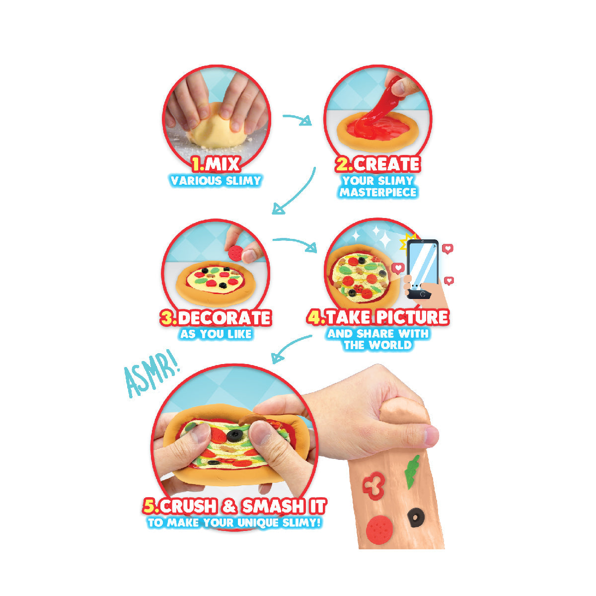 Bộ Slime Làm Đồ Ăn Street Food - Pizza Thơm Ngon SLIMY 36121