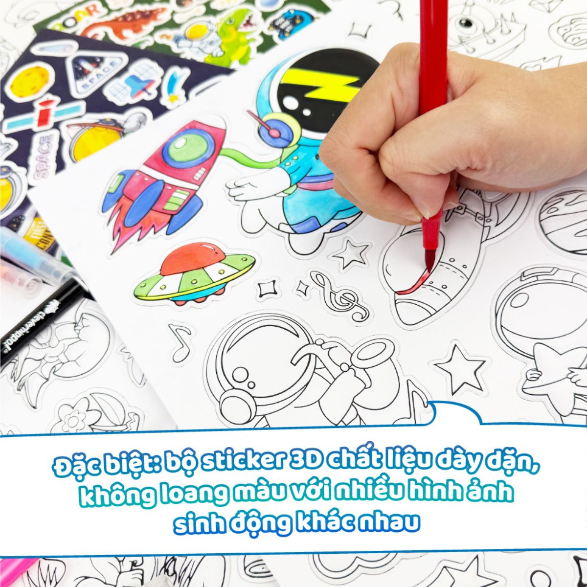 Bộ Sticker Nghệ Thuật Và Bút Marker - Dinosaur & Galaxy CLEVER HIPPO SS02