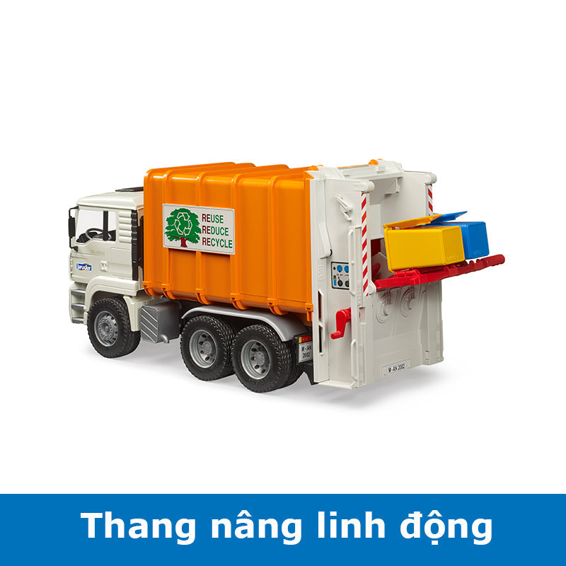 Đồ chơi mô hình theo tỷ lệ thu nhỏ 1:16 Xe rác MAN TGA Cam BRUDER BRU02772