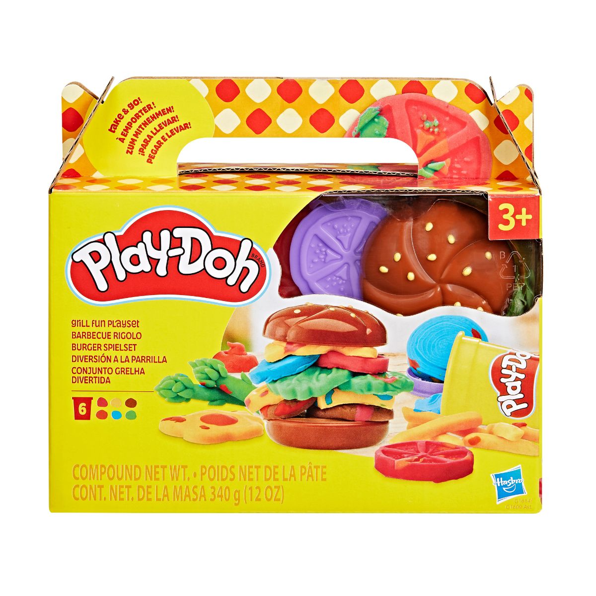 Đồ Chơi Combo Bộ Khuôn Làm Bánh Burger Vui Nhộn Và Bột Nặn 4 Màu PLAYDOH CBG1614/G1609-B5517