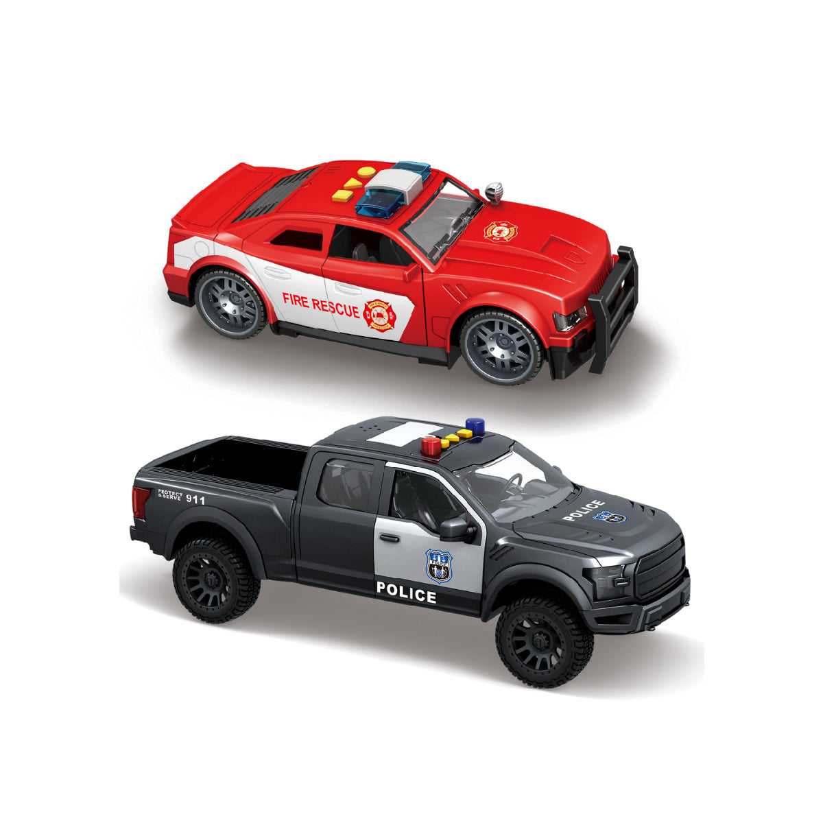 Combo Xe Cảnh Sát Và Xe Cứu Hỏa Có Đèn Và Âm Thanh VECTO CB-VT91P-VT15Q-1