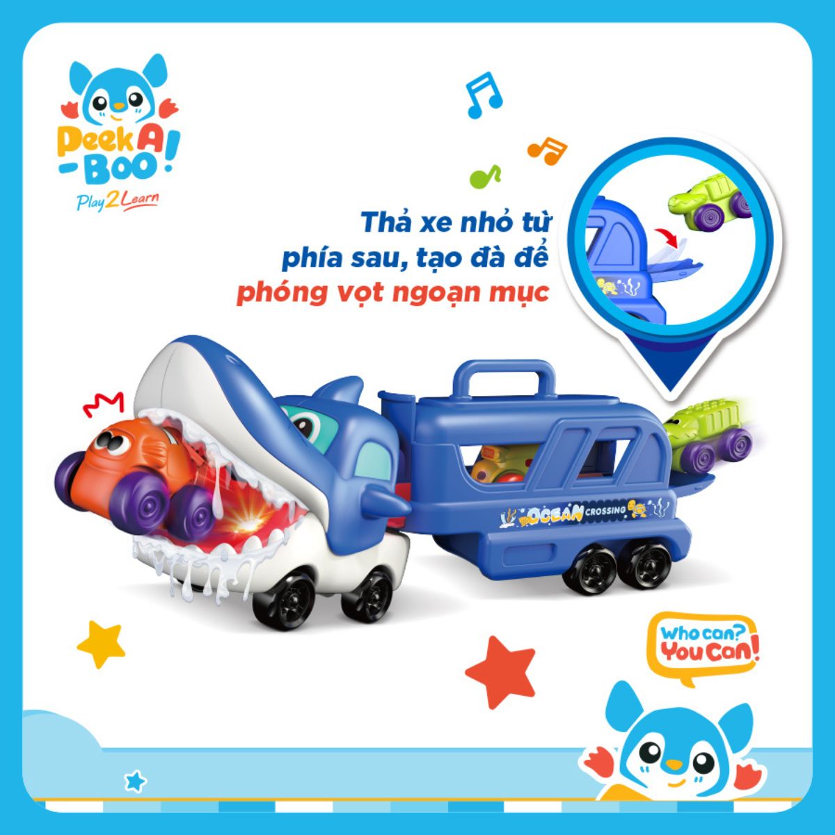 Đồ Chơi Biệt Đội Xe Tải Cá Mập Xanh PEEK A BOO PAB071B