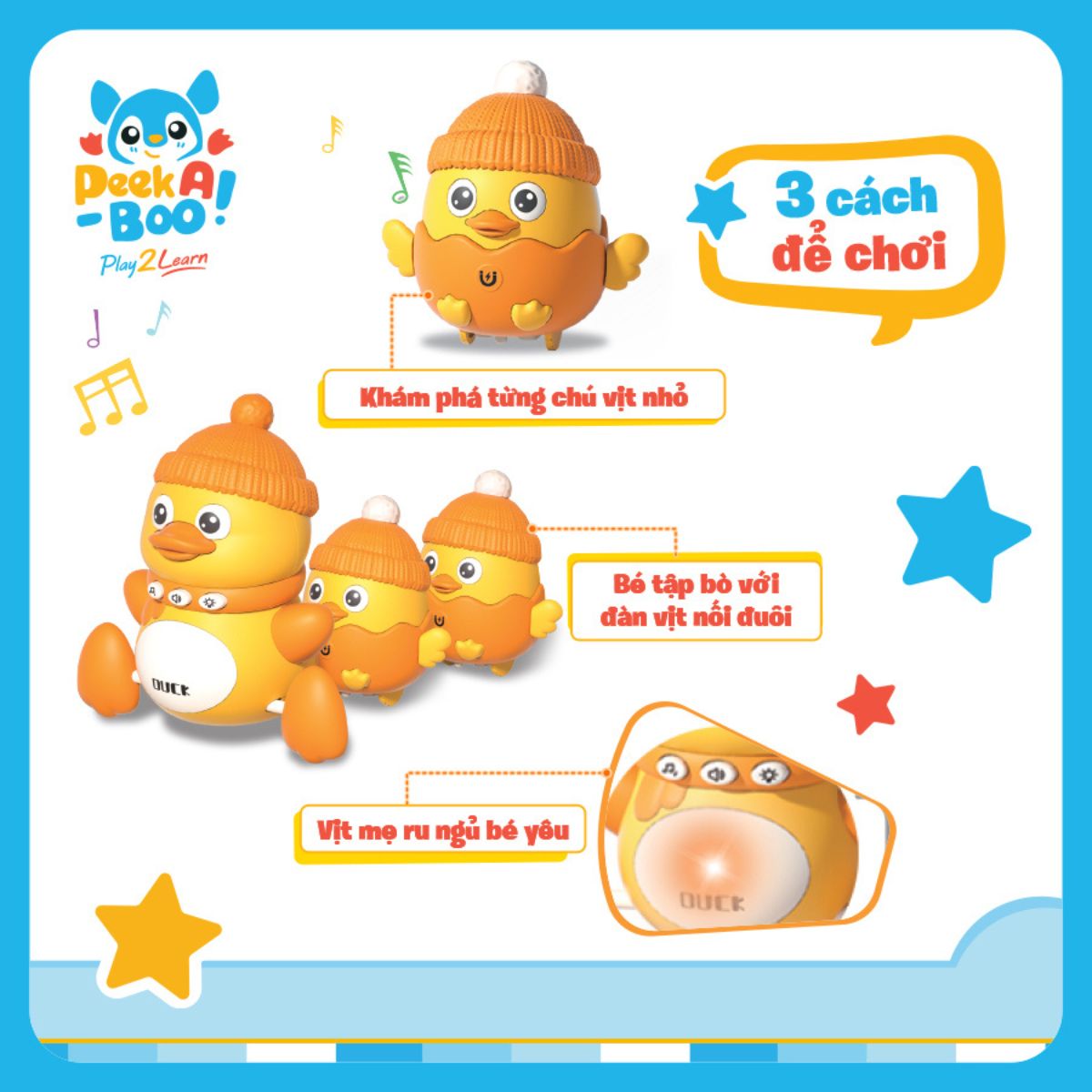 Đồ Chơi Đàn Vịt - Tập Bò Cho Bé PEEK A BOO PAB067