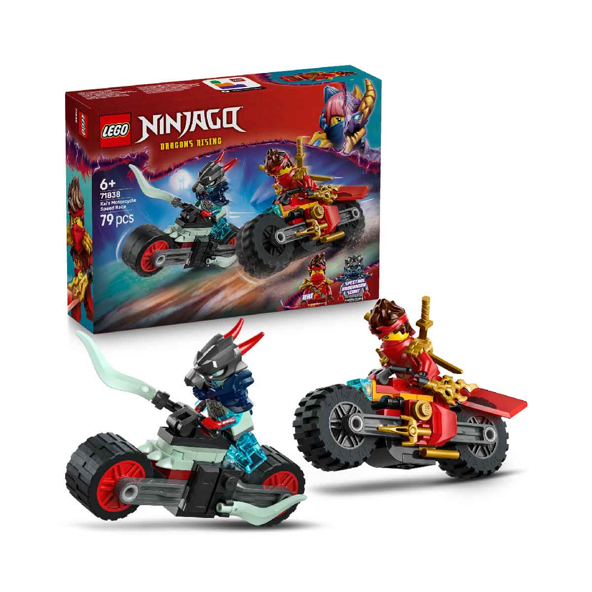 Đồ Chơi Lắp Ráp Bộ Đôi Xe Đua Tốc Độ Của Kai LEGO NINJAGO 71838