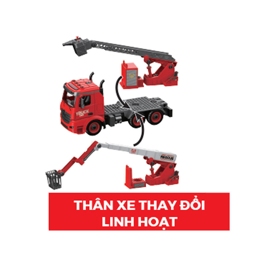 Đồ chơi lắp ráp DIY 2 trong 1 Xe cứu hỏa có đèn và âm thanh VECTO VT9087