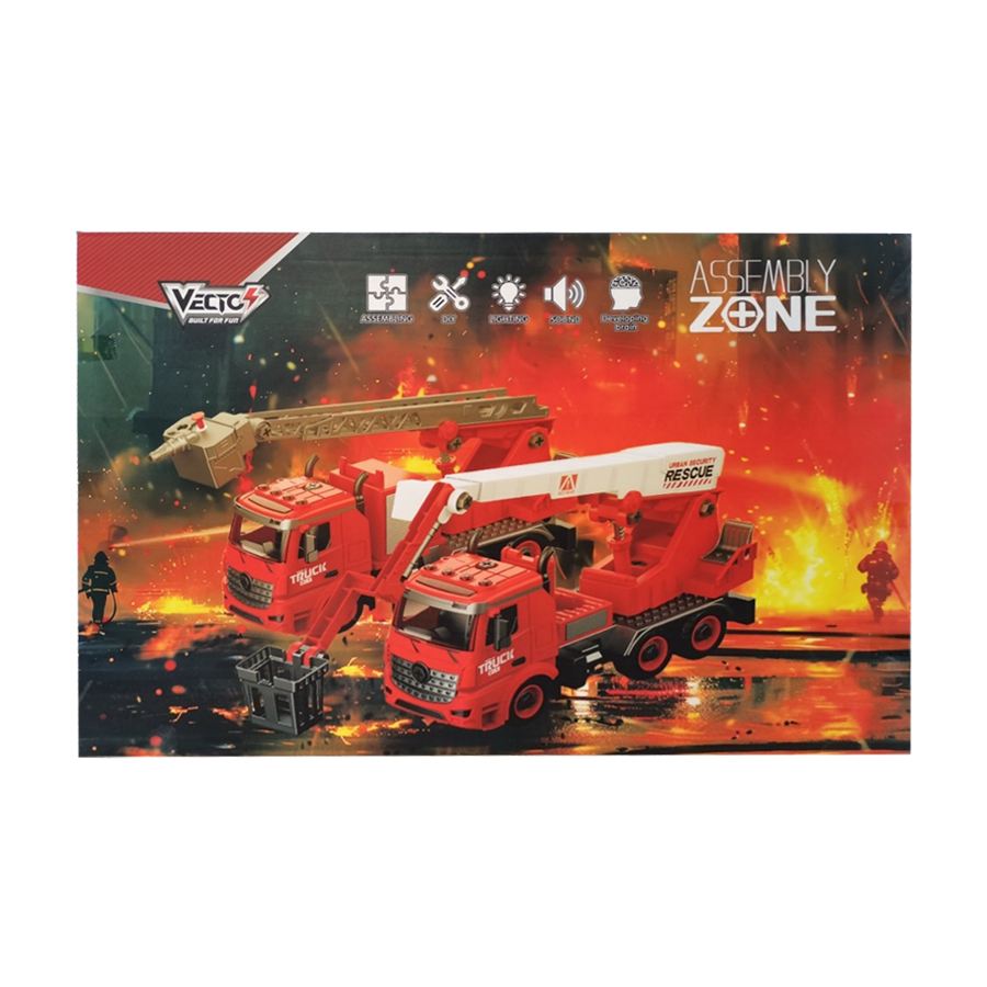 Đồ chơi lắp ráp DIY 2 trong 1 Xe cứu hỏa có đèn và âm thanh VECTO VT9087