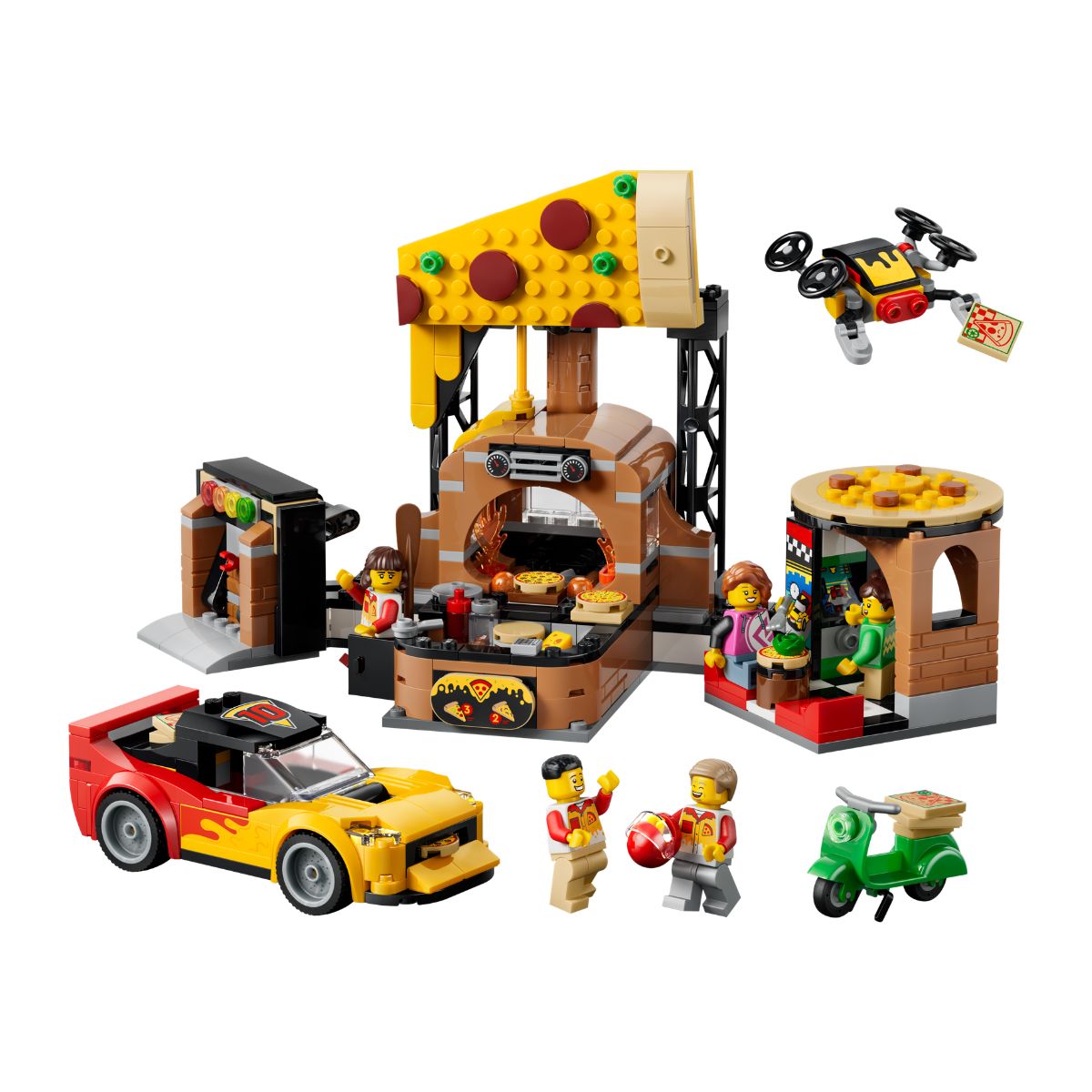 Đồ Chơi Lắp Ráp Quầy Bán Và Bộ Phương Tiện Giao Bánh Pizza LEGO CITY 60496 (494 chi tiết)