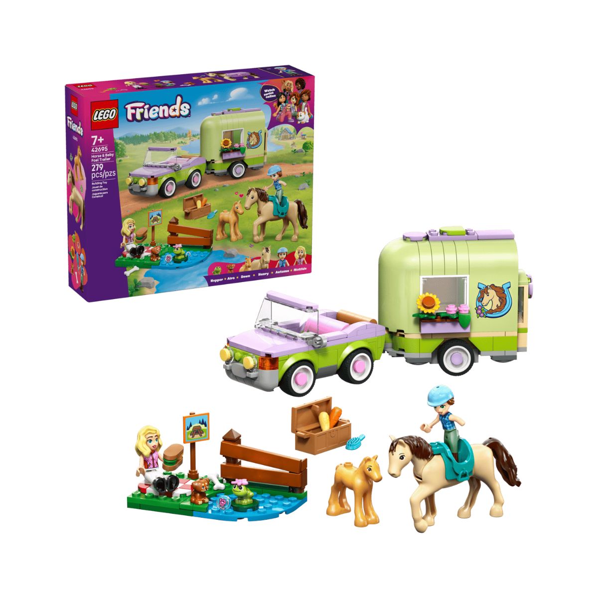 Đồ Chơi Lắp Ráp Rơ-Moóc Chở Ngựa Và Ngựa Con LEGO FRIENDS 42695 (279 Chi Tiết)