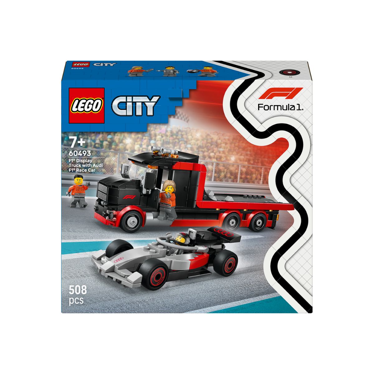 Đồ Chơi Lắp Ráp Xe Tải Trưng Bày F1 Kèm Xe Đua Audi F1 LEGO CITY 60493 (508 Chi Tiết)