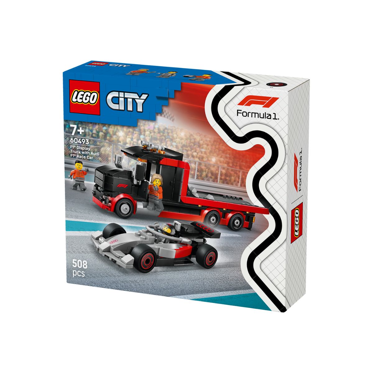 Đồ Chơi Lắp Ráp Xe Tải Trưng Bày F1 Kèm Xe Đua Audi F1 LEGO CITY 60493 (508 Chi Tiết)