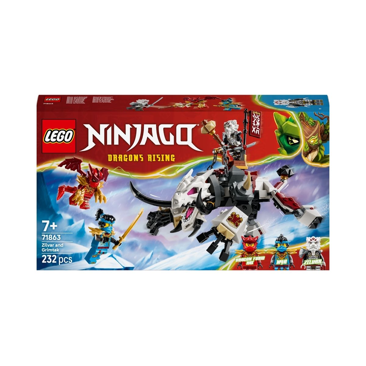Đồ Chơi Lắp Ráp Zilvar Và Quái thú Rồng Grimtak LEGO NINJAGO 71863 (232 chi tiết)