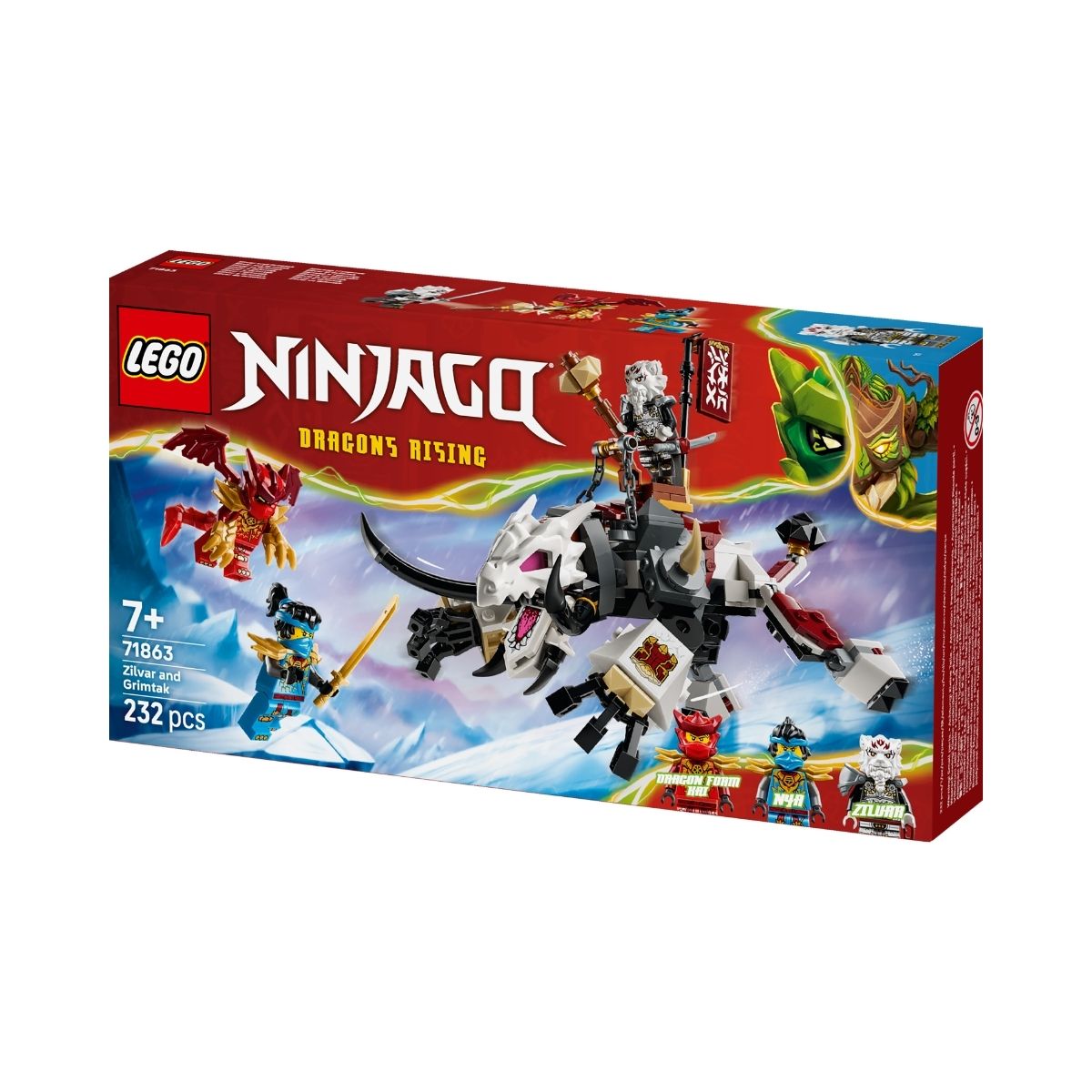 Đồ Chơi Lắp Ráp Zilvar Và Quái thú Rồng Grimtak LEGO NINJAGO 71863 (232 chi tiết)