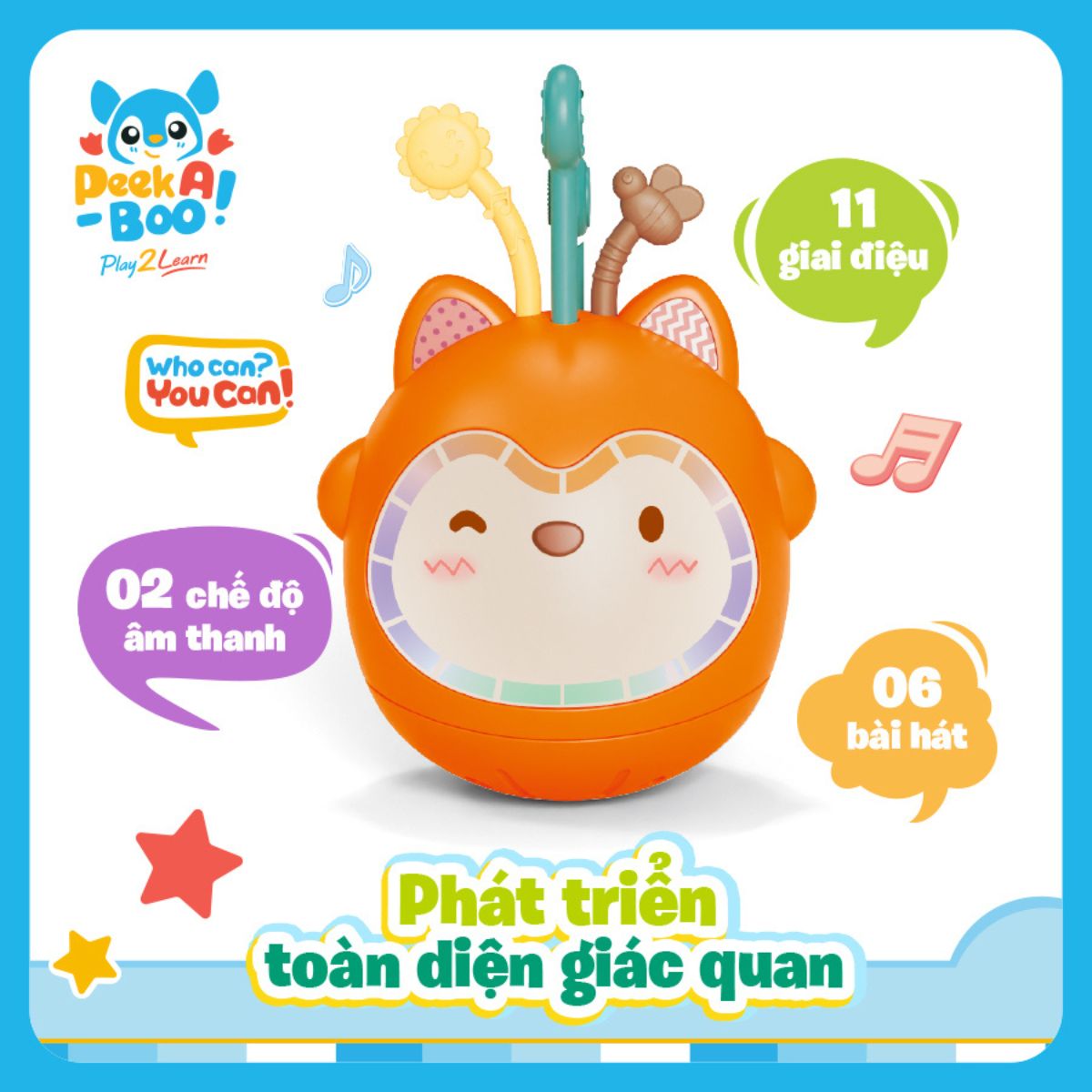 Đồ Chơi Lật Đật Chú Cáo Nhỏ Có Đèn Và Nhạc PEEK A BOO PAB064