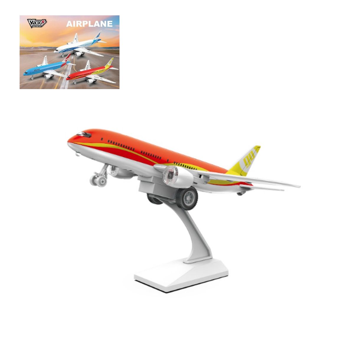 Đồ Chơi Máy Bay Thương Mại Có Đèn Và Âm Thanh (Đỏ) VECTO VT775