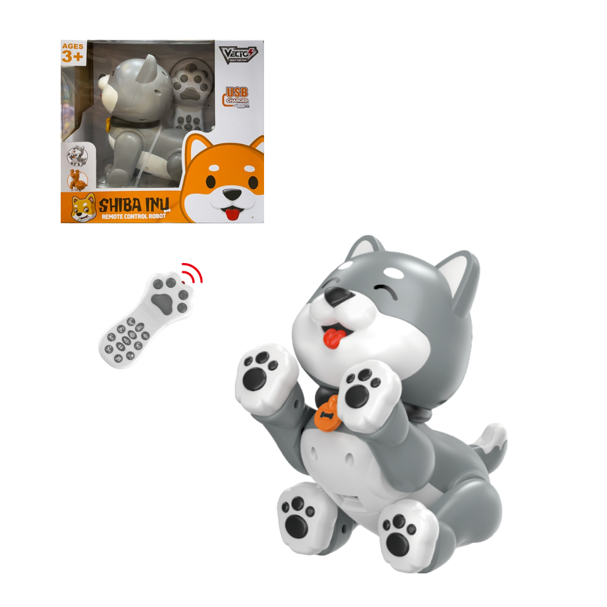 Đồ chơi Robot chú chó Shiba năng động điều khiển từ xa (Xám)