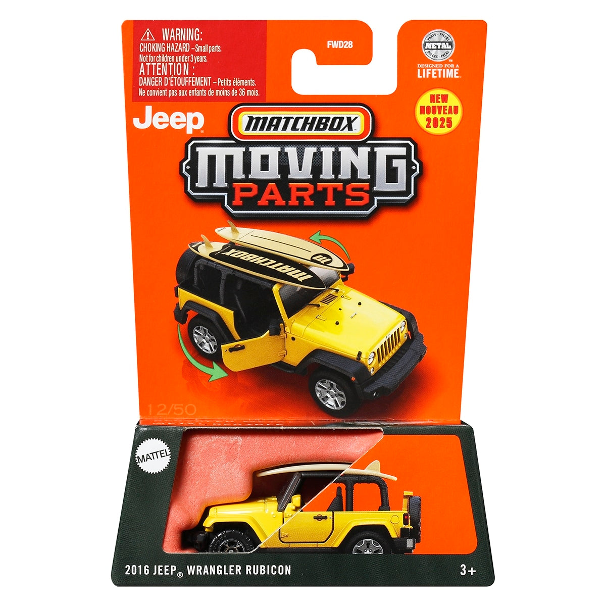 Đồ Chơi Siêu Xe Jeep Wrangler Rubicon 2016 MATCHBOX Moving Parts JBW74/FWD28